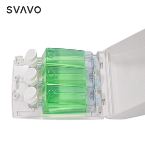 SVAVO White plastic refill bottles triple soap dispenser wall mounted for hotel