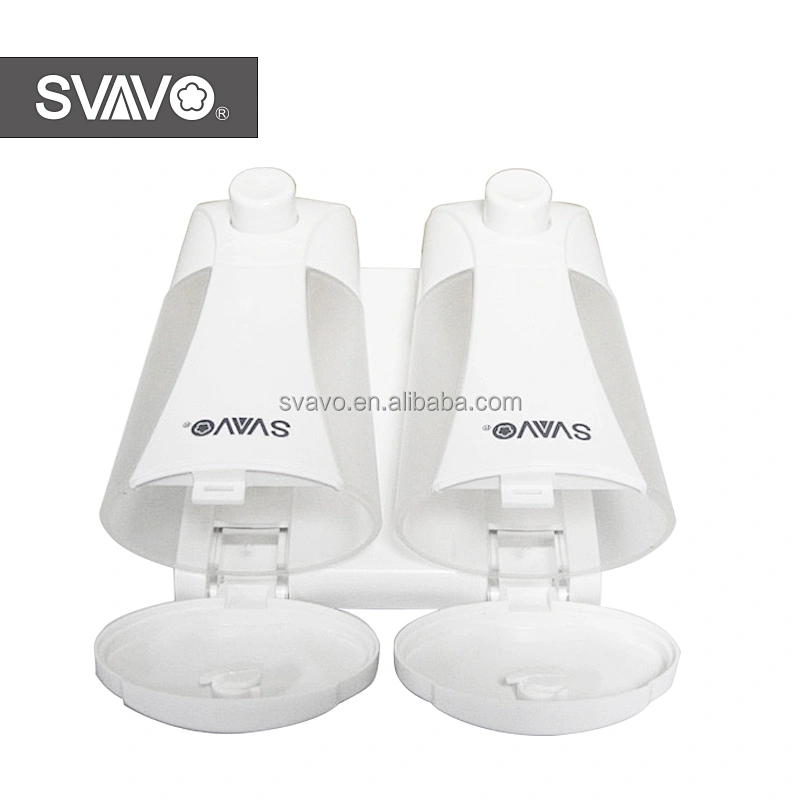 SVAVO Wall Mounted Wholesale Shampoo Shower Gel Double Soap Dispenser ABS Plastic Manual for Hotel Bathroom