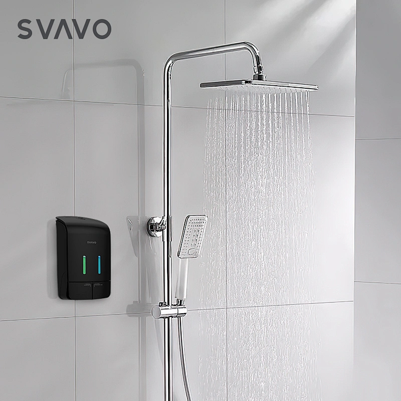 Home Hotel bathroom wall mount white/black 550ml*2 manual shower shampoo liquid foaming soap dispenser