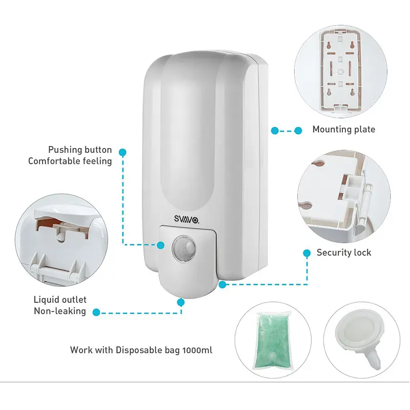 Fashionable Design 1000ml Plastic Manual Hand Sanitizer Soap Dispenser For Bathroom manual liquid soap dispenser