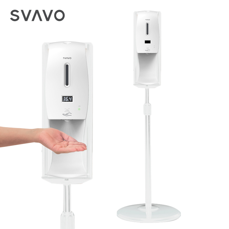 Hospital Free Standing Hands free hygienic sanitizer dispenser with thermometer