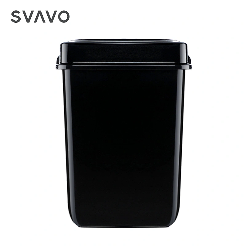 32L Household Hotel Kitchen Fire Retardant Plastic Recycling Garbage Container Black Trash Can Cabinet Waste Bin