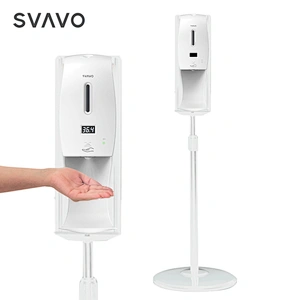 Public places use wall mounted automatic hand sanitizer spray dispenser with thermometer