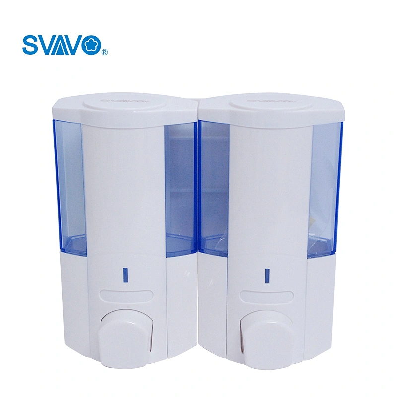 Hotel Bathroom use Wall Mount Double Bottles Manual liquid Soap Dispenser