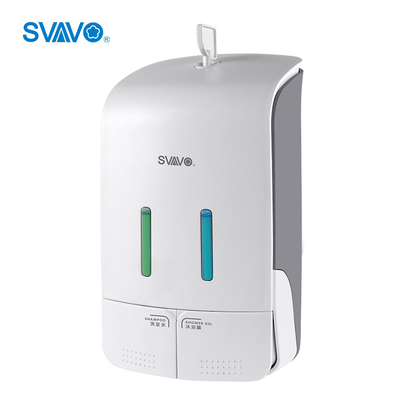 SVAVO Wall Hanging Manual Hand Washing Soap Dispenser Wall Mounted Hotel Shower/public Place Top ABS Plastic PL-151052 550ml*2