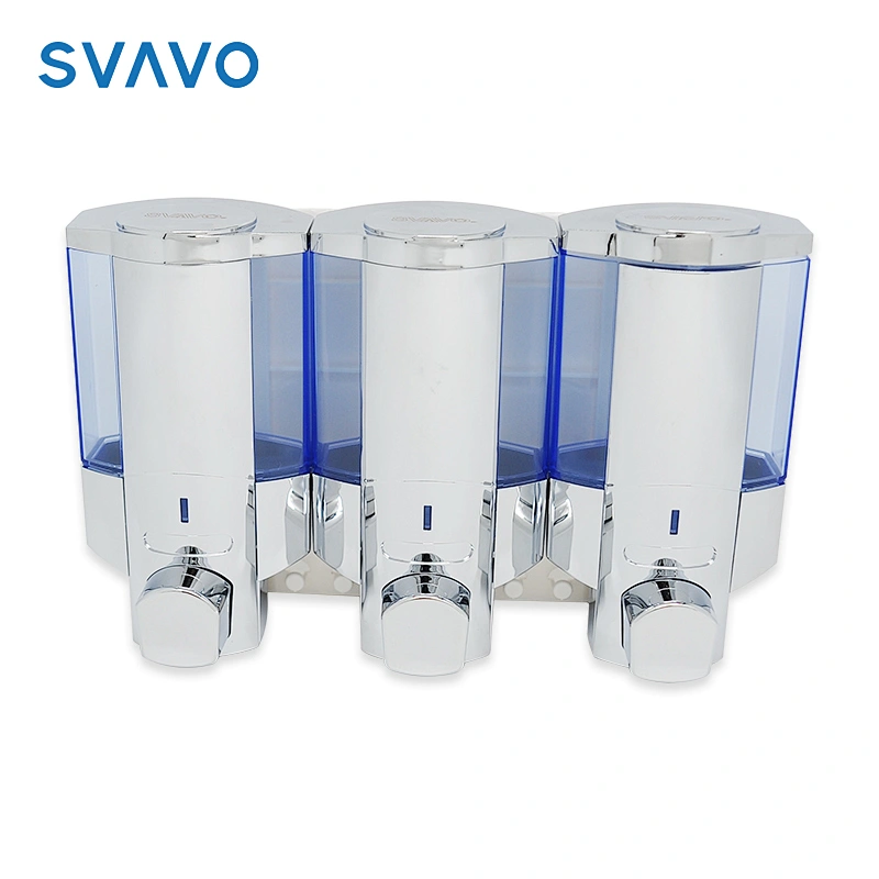 350ml three bottles wall hanging indoor manual shampoo and shower gel conditioner dispenser