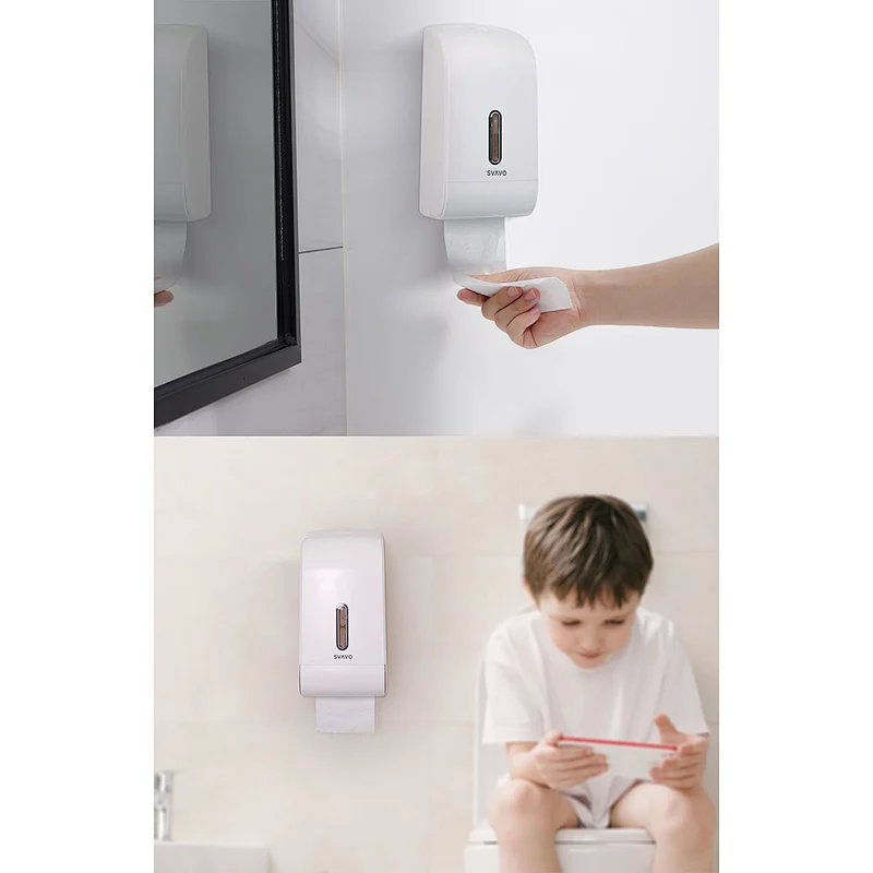 Roll Holder Multi-functional Plastic Wall Mounted Twin Roll Toilet Paper Dispenser