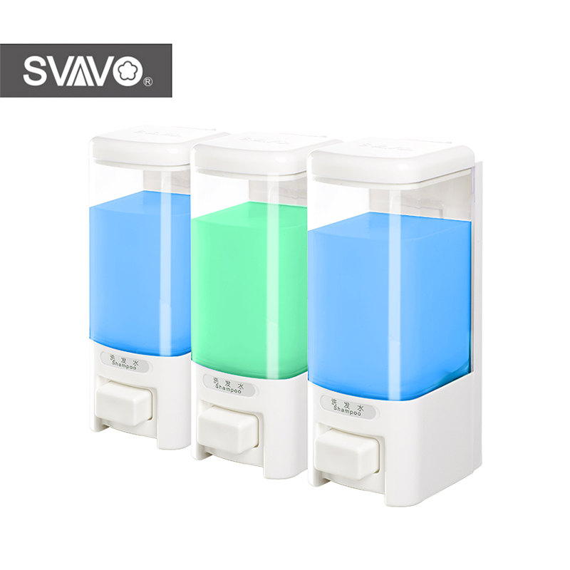 SVAVO Triple bottle ABS wall mounted manual toilet bathroom liquid hand soap dispenser