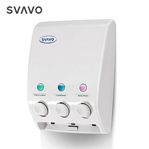 SVAVO OEM Bathroom Wall Mounted Triple soap pump Dispenser ABS set Hotel Manual Liquid Soap Dispenser