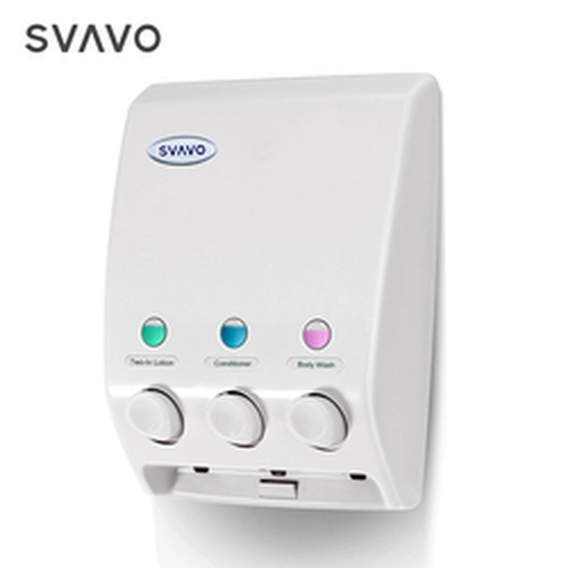 SVAVO OEM Bathroom Wall Mounted Triple soap pump Dispenser ABS set Hotel Manual Liquid Soap Dispenser