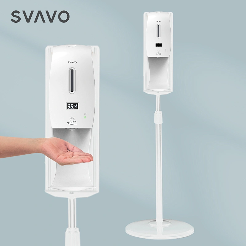 SVAVO High Temperature Alarm Function Voice Reminder Automatic Alcohol Hand Sanitizer liquid Soap Dispenser with Stand