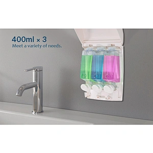 SVAVO OEM Bathroom Wall Mounted Triple soap pump Dispenser ABS set Hotel Manual Liquid Soap Dispenser