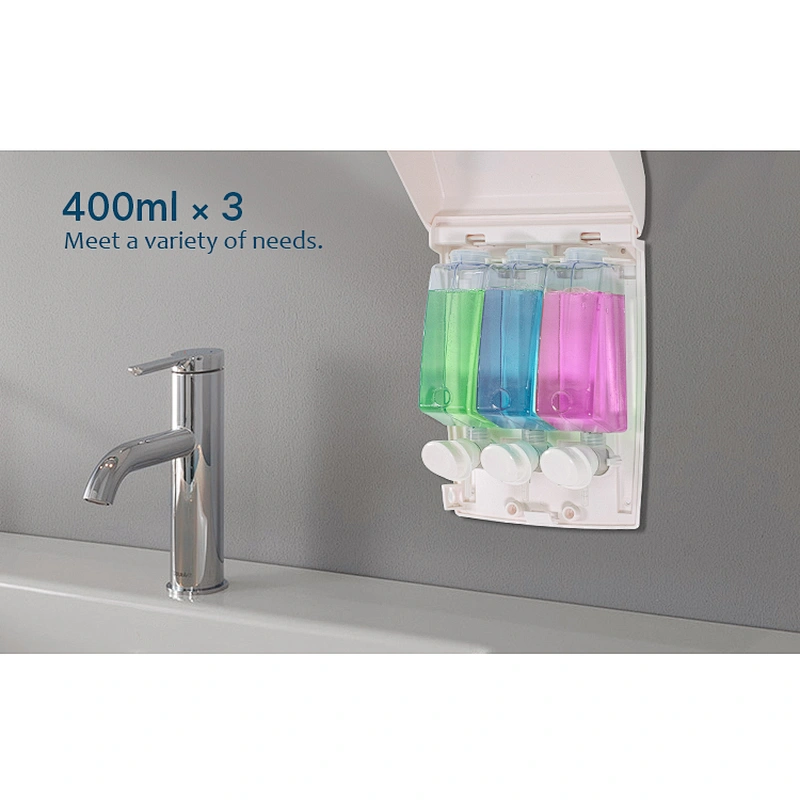 SVAVO OEM Bathroom Wall Mounted Triple soap pump Dispenser ABS set Hotel Manual Liquid Soap Dispenser