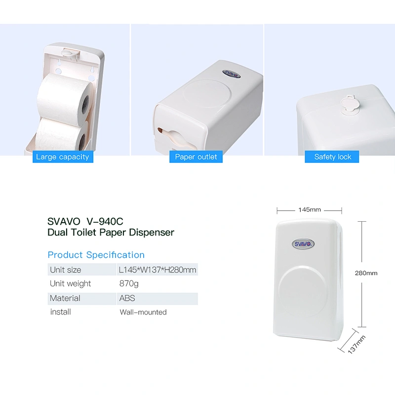 Plastic ABS twin rolls toilet paper dispenser two same rolls toilet paper dispensers V-940C