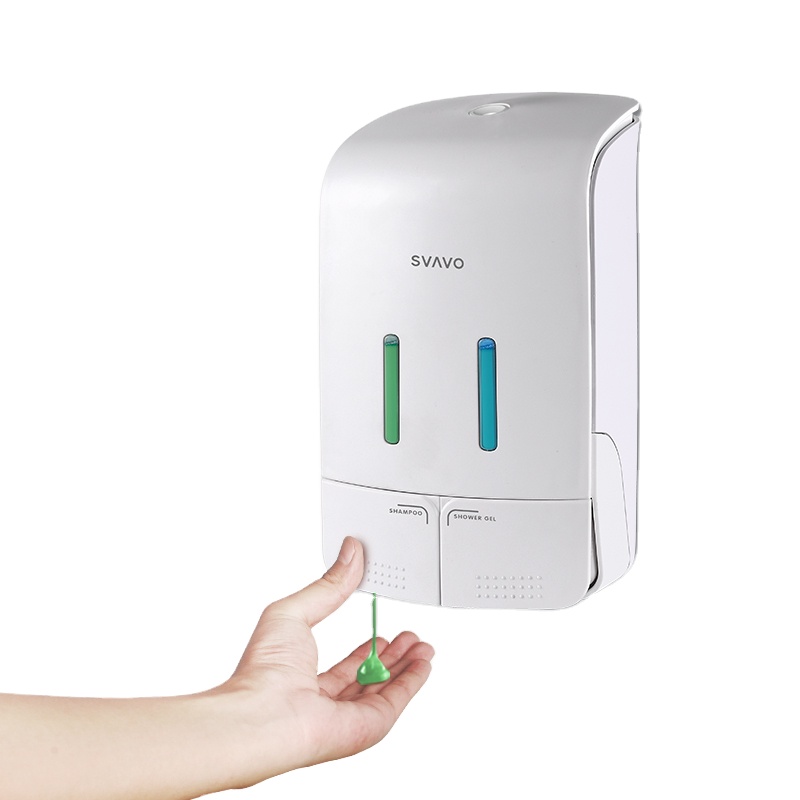 SVAVO Wall mounted Plastic ABS commercial Hotel toilet use manual liquid bottle shampoo and soap dispensers