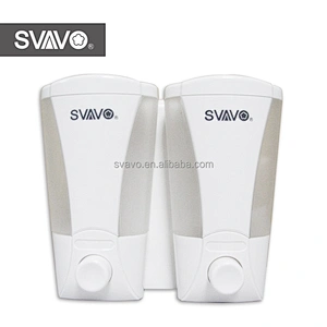 SVAVO Wall Mounted Wholesale Shampoo Shower Gel Double Soap Dispenser ABS Plastic Manual for Hotel Bathroom
