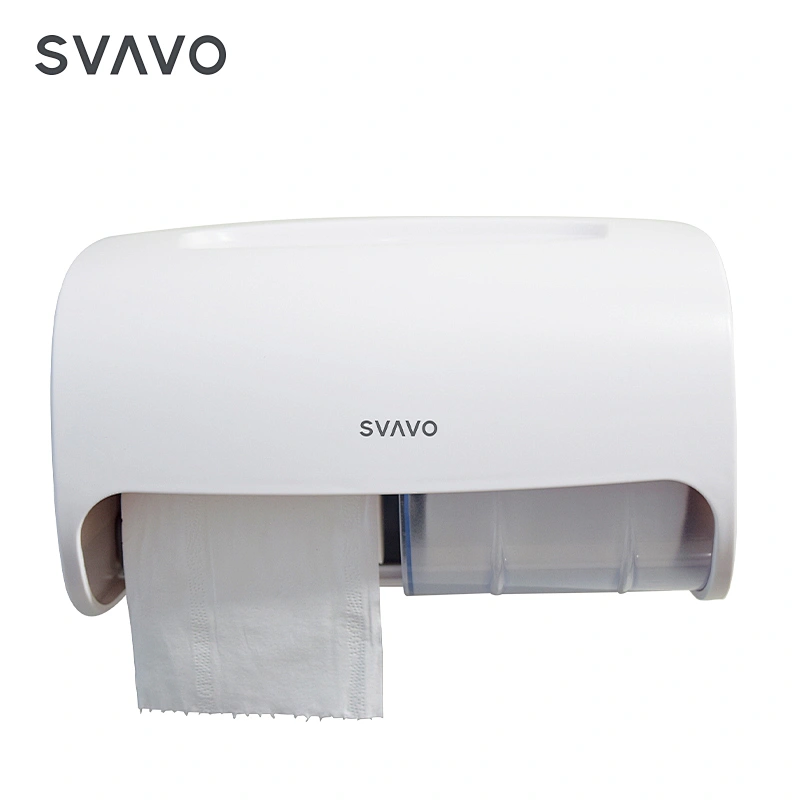 Restaurant ABS plastic high quality double toilet roll tissue paper dispenser with cover