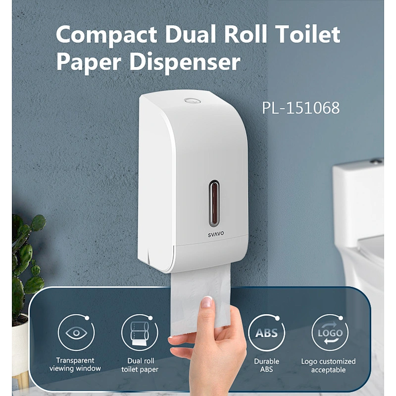 Manual auto cut wall mounted toilet plastic hygienic towel wrapping tissue hand jumbo double roll paper Dispenser