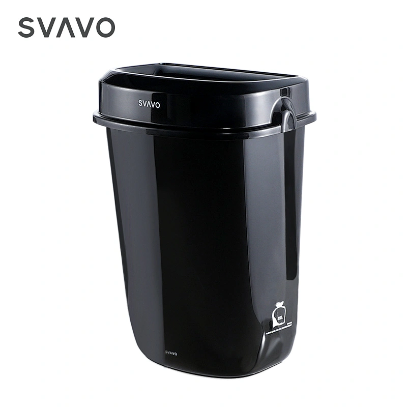 32L Household Hotel Kitchen Fire Retardant Plastic Recycling Garbage Container Black Trash Can Cabinet Waste Bin