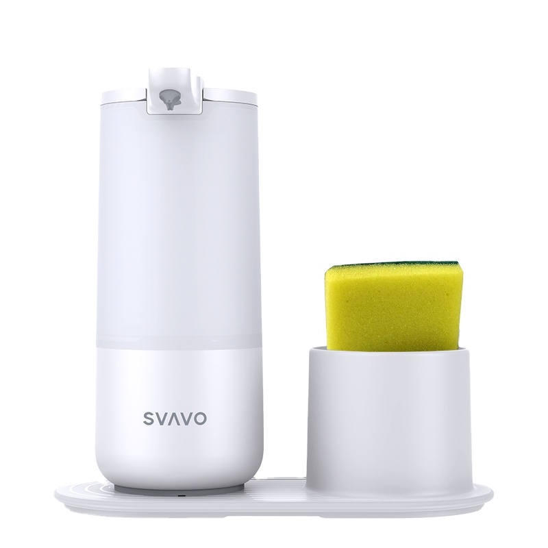 Hot selling White Black waterproof IPX6 modern design automatic liquid soap dispenser with sponge holder