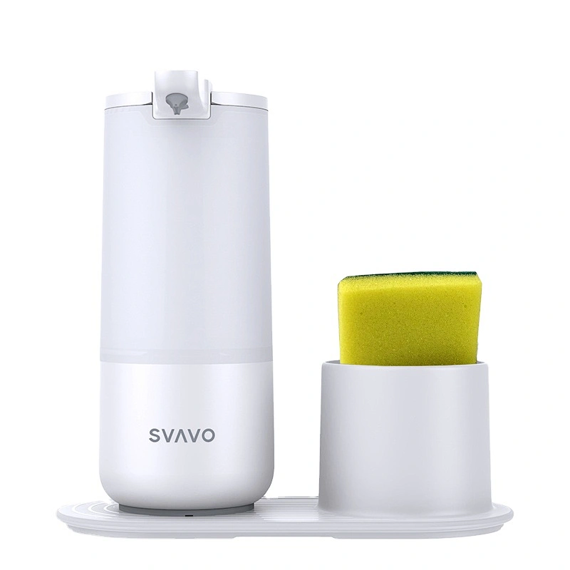 Hot selling White Black waterproof IPX6 modern design automatic liquid soap dispenser with sponge holder