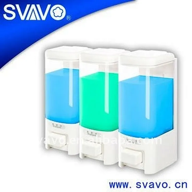 Wall-mounted Manual Soap Dispenser Plastic with Three Chamber V-8503