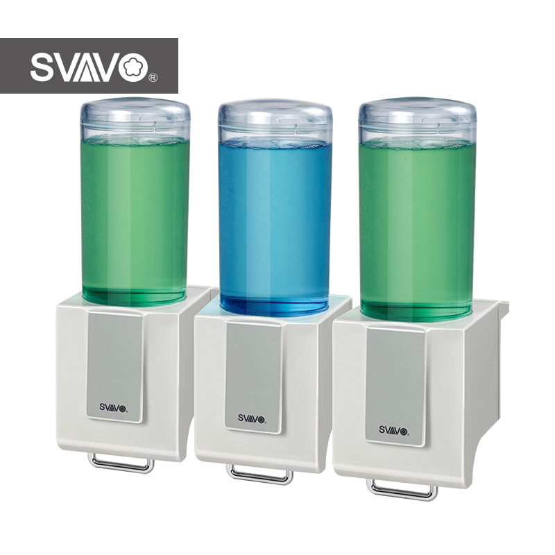 Hotel room 3 in 1 Refillable Wall Mounted 500ml Manual shower shampoo Hand liquid Soap Dispenser