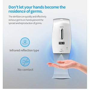 Electric sensor automatic alcohol body temperature measurement dispenser 600 ML liquid soap dispenser