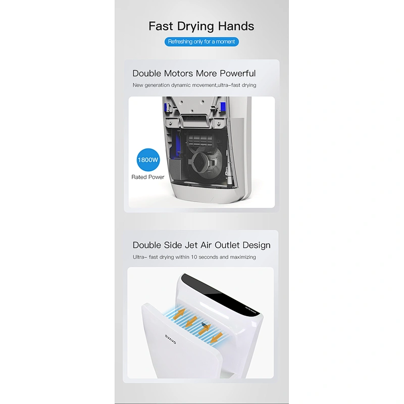 2021 High Quality Public Places High Speed Portable Sensor Electric Jet Air Injection Hand Dryer