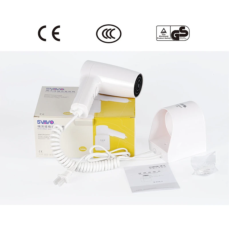 White wall mounted good quality High quality Professional hotel hair dryer holder V-171-1 hair dryer
