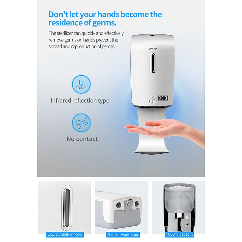 New Arrival  Soap Dispenser Automatic Temperature Measurement Large Capacity 1000ml PL-151055