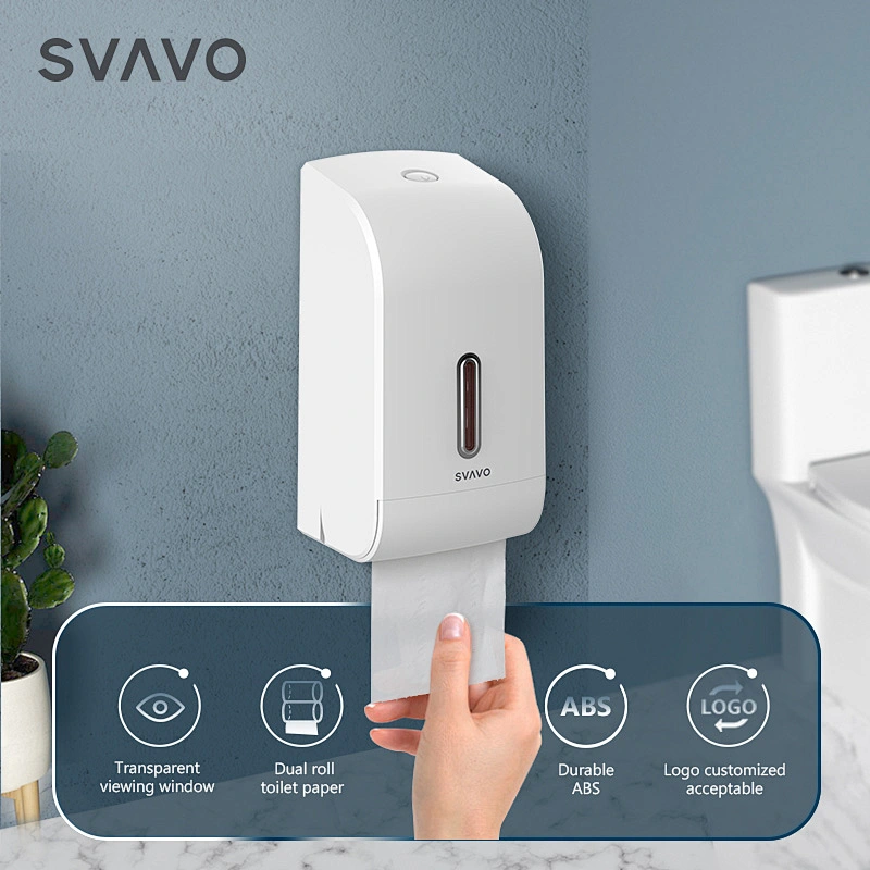 SVAVO Restaurant Wall Mounted Twin Double Roll Tissue Toilet Paper Dispensers with Cover