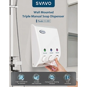SVAVO OEM Bathroom Wall Mounted Triple soap pump Dispenser ABS set Hotel Manual Liquid Soap Dispenser