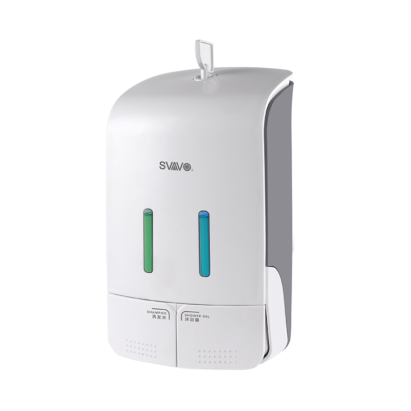 Luxury anti-skid hand press button double manual soap dispenser for shampoo and shower gel