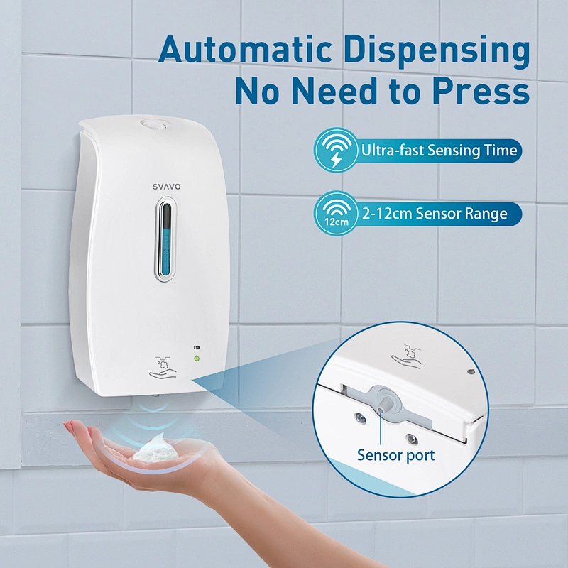 Plastic bathroom accessories toilet wall mounted automatic sensor 600ml hand foam liquid soap dispenser
