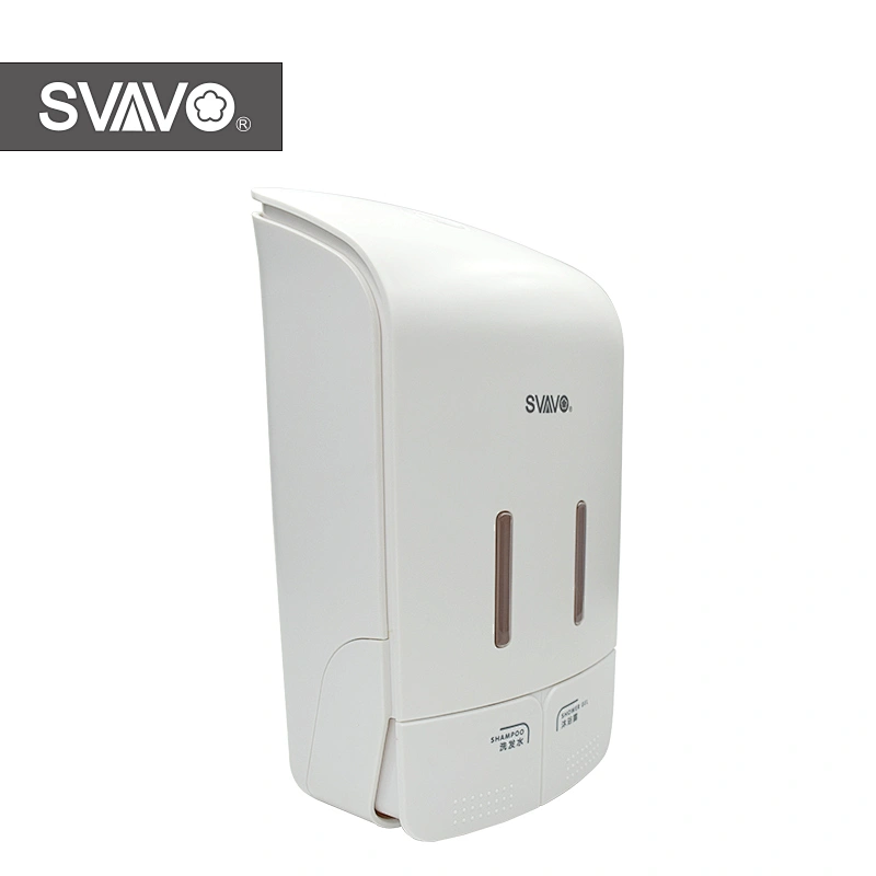 SVAVO Refillable Hotel Bathroom Wall Mounted Double Head ABS Plastic Manual Soap Dispenser OEM&ODM