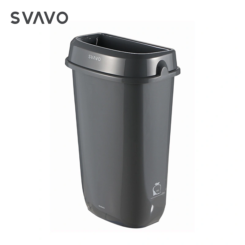 SVAVO Superior Quality 12L PP Black Plastic Dustbin Rubber Outdoor Waste Bin
