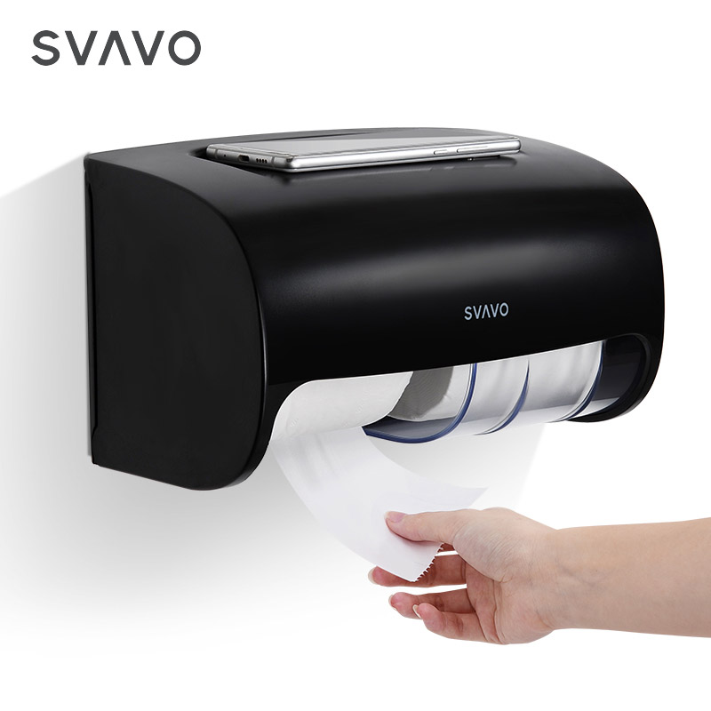 high quality Wall Mounted Waterproof Big Toilet Plastic Tissue Box dual roll toilet paper holder