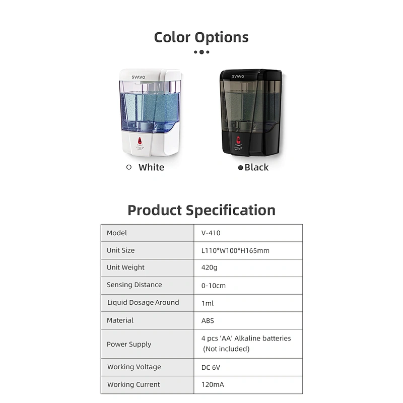 Hands free Wall Mounted Automatic Liquid Soap Dispenser For Gel Based Infrared Hand Sanitizer Sensor Soap Dispenser