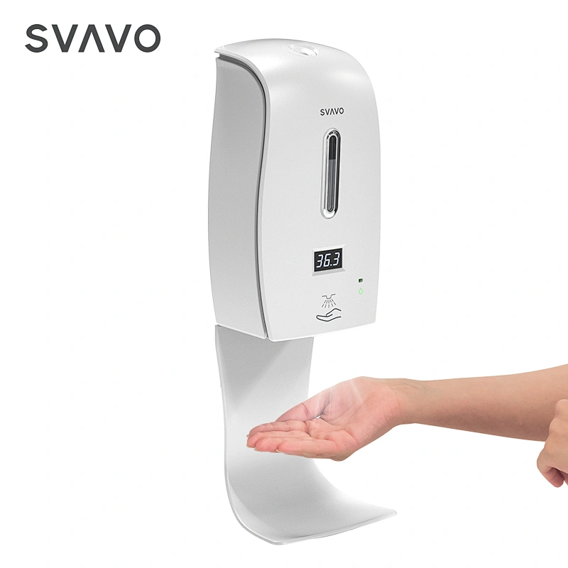 SVAVO Hotel Hospital Office School Shopping mall lobby wall mounted floor stand 1000ml Automatic spray dispenser Thermometer