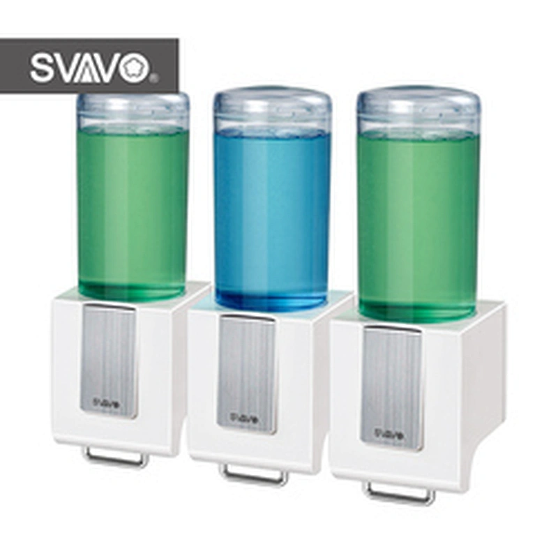 Commercial Hotel Bathroom Wall mounted Triple Bottle ABS Plastic Manual Liquid Soap Dispenser