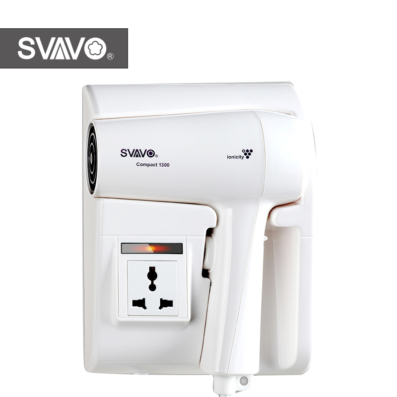 SVAVO Compact Ionic Wall Mounted Hotel Hair Dryer Low Radiation High Speed Hair Dryer Ionic,negative Ion Generator 1300,1300W