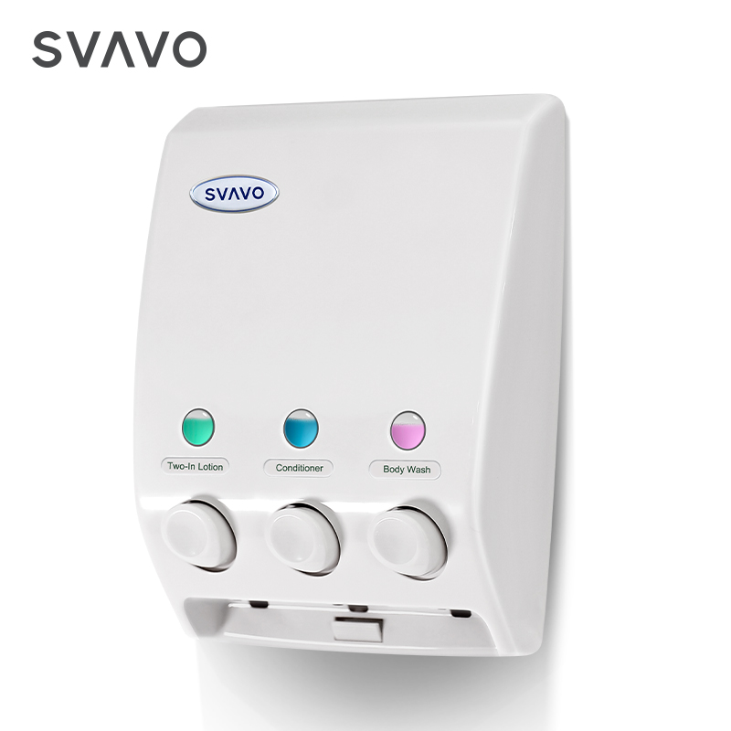SVAVO Plastic Manual Hotel Shampoo Triple Soap Dispenser