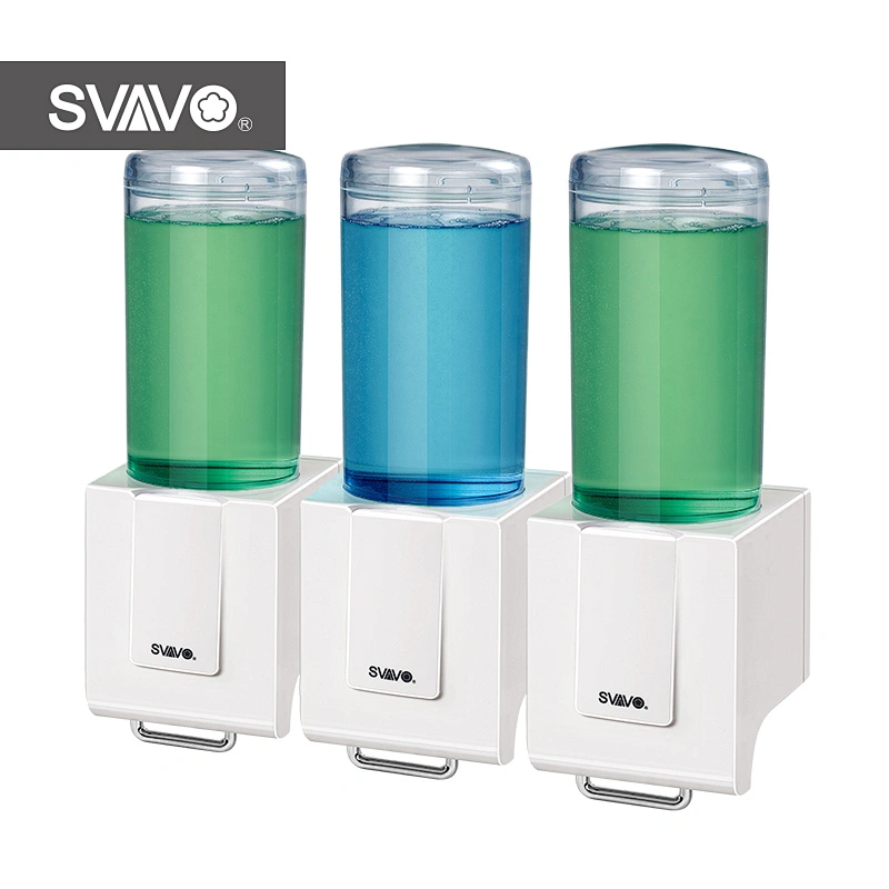Hotel room 3 in 1 Refillable Wall Mounted 500ml Manual shower shampoo Hand liquid Soap Dispenser