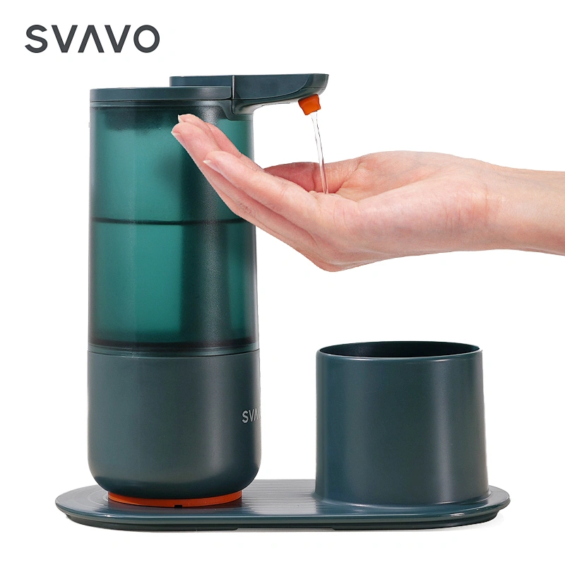 Household Refillable electric plastic Touchless automatic liquid soap dispenser with sponge holder