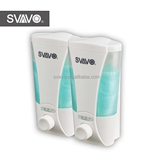 SVAVO Wall Mounted Wholesale Shampoo Shower Gel Double Soap Dispenser ABS Plastic Manual for Hotel Bathroom