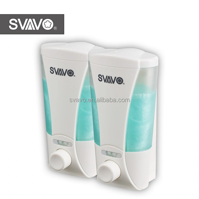 SVAVO Wall Mounted Wholesale Shampoo Shower Gel Double Soap Dispenser ABS Plastic Manual for Hotel Bathroom