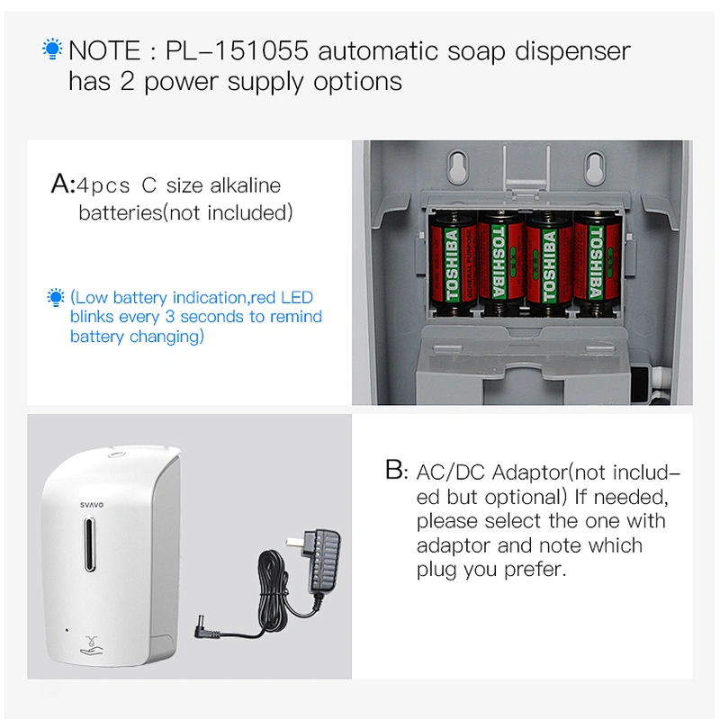 Electric Sensor AA Battery Operated Touchless Automatic Hand Sanitizer Liquid Foam Gel Spray Dispenser