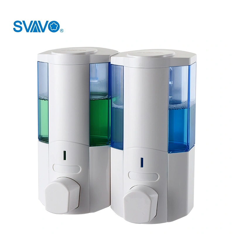 Hotel Bathroom use Wall Mount Double Bottles Manual liquid Soap Dispenser