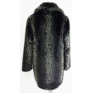 Mid-Length Animal Print Women Faux Fur Jacket